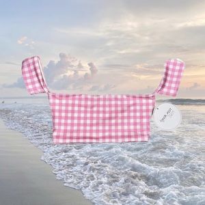Tiger Mist Pink Gingham Plaid Ariel Swim Top